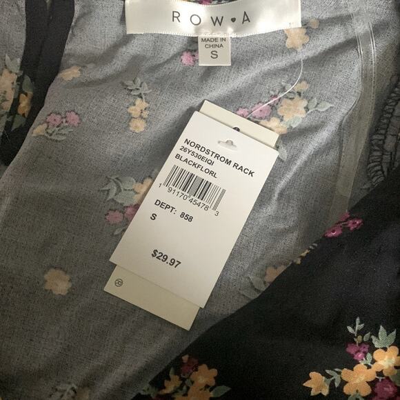 NWT Row A Mini Dress Black with Floral Print Size Small - Picture 4 of 6